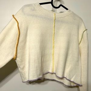 White Sweater with Colorful Seams size S
